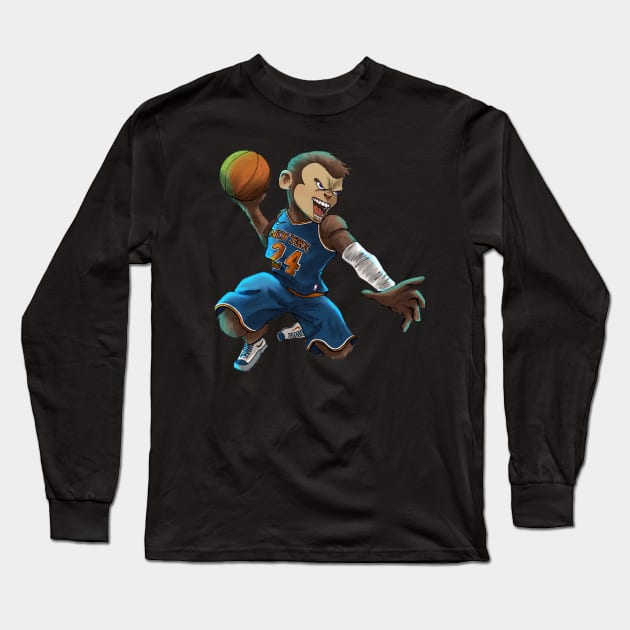 BASKETBALL MONKEY Long Sleeve T-Shirt by CG Fan Art